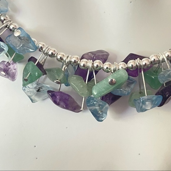 Artisan Handmade Amethyst Aventurine Pastel Necklace 19” Retro Gemstone - Picture 6 of 9